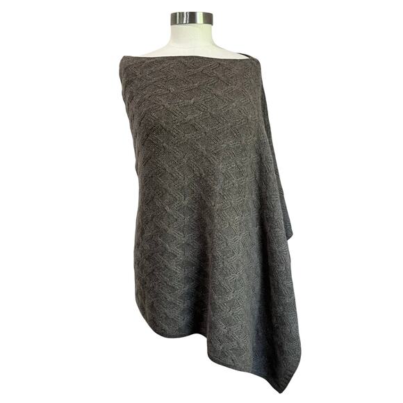 Kinross 100% Cashmere Poncho Sweater Wrap Cape Tan Mushroom Retail $395 - Picture 1 of 11